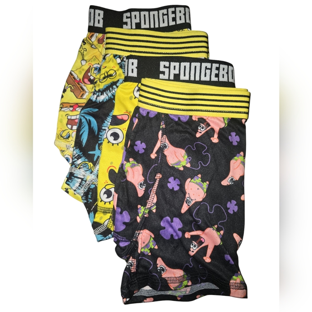 4 Pair Of Boys Sponge Bob Square Pants Graphic Boxer Briefs SIZE M (8)